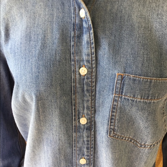 Women J. Crew Denim Perfect Fit Shirt with Pocket - Picture 3 of 6